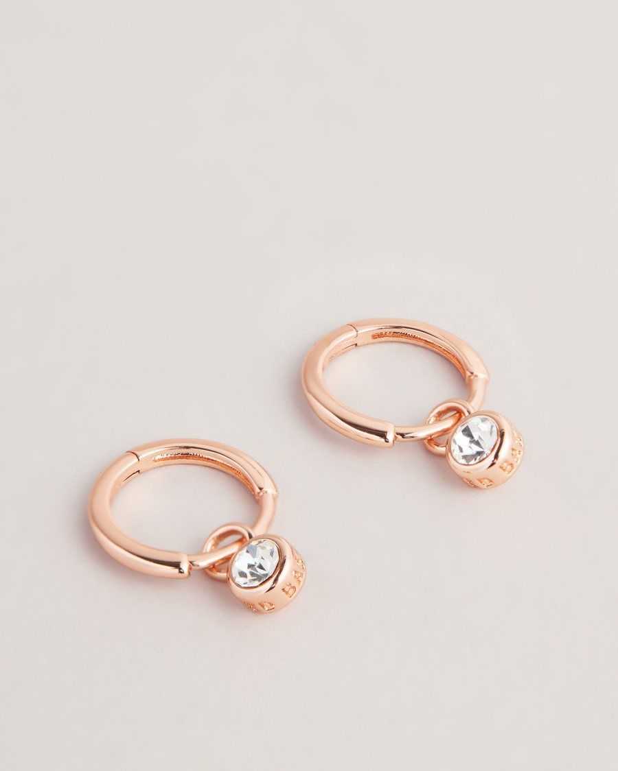 Ted Baker Sinaala Crystal Huggie Earrings Rose Gold Colour | 21975-EJGP