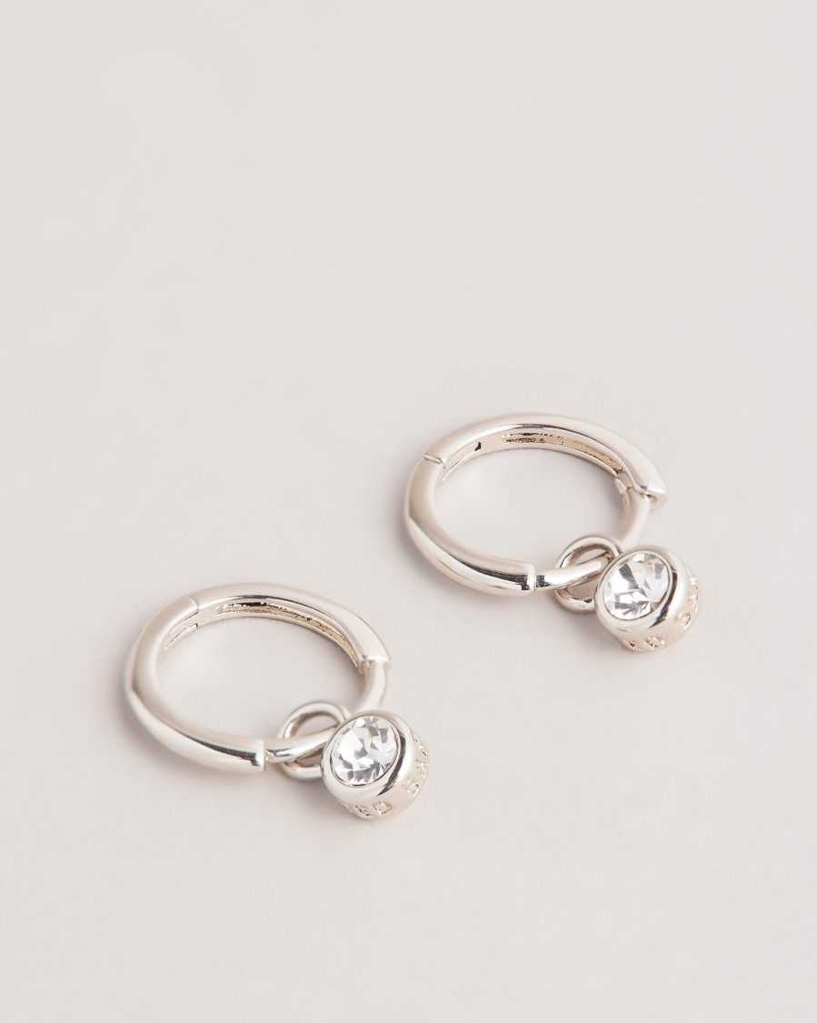 Ted Baker Sinaala Crystal Huggie Earrings Silver Colour | 16253-OXWJ