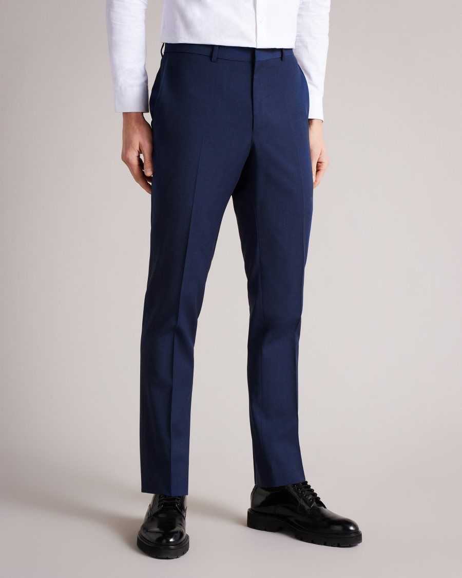 Ted Baker Sinjts Slim Fit Plain Suit Trousers Dark Blue | 53206-AWTN