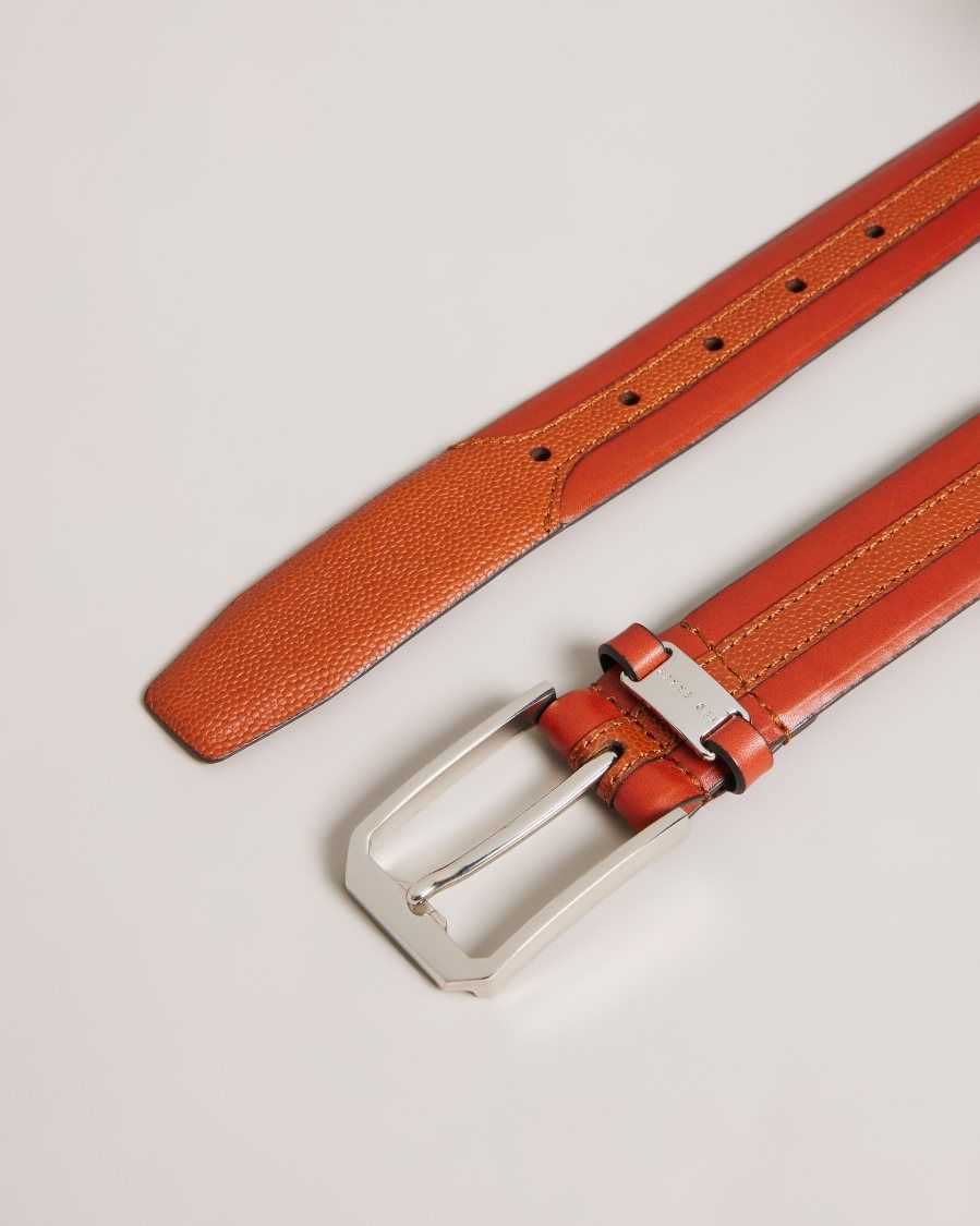 Ted Baker Siymon Mixed Texture Leather Belt Tan | 60719-QGDE