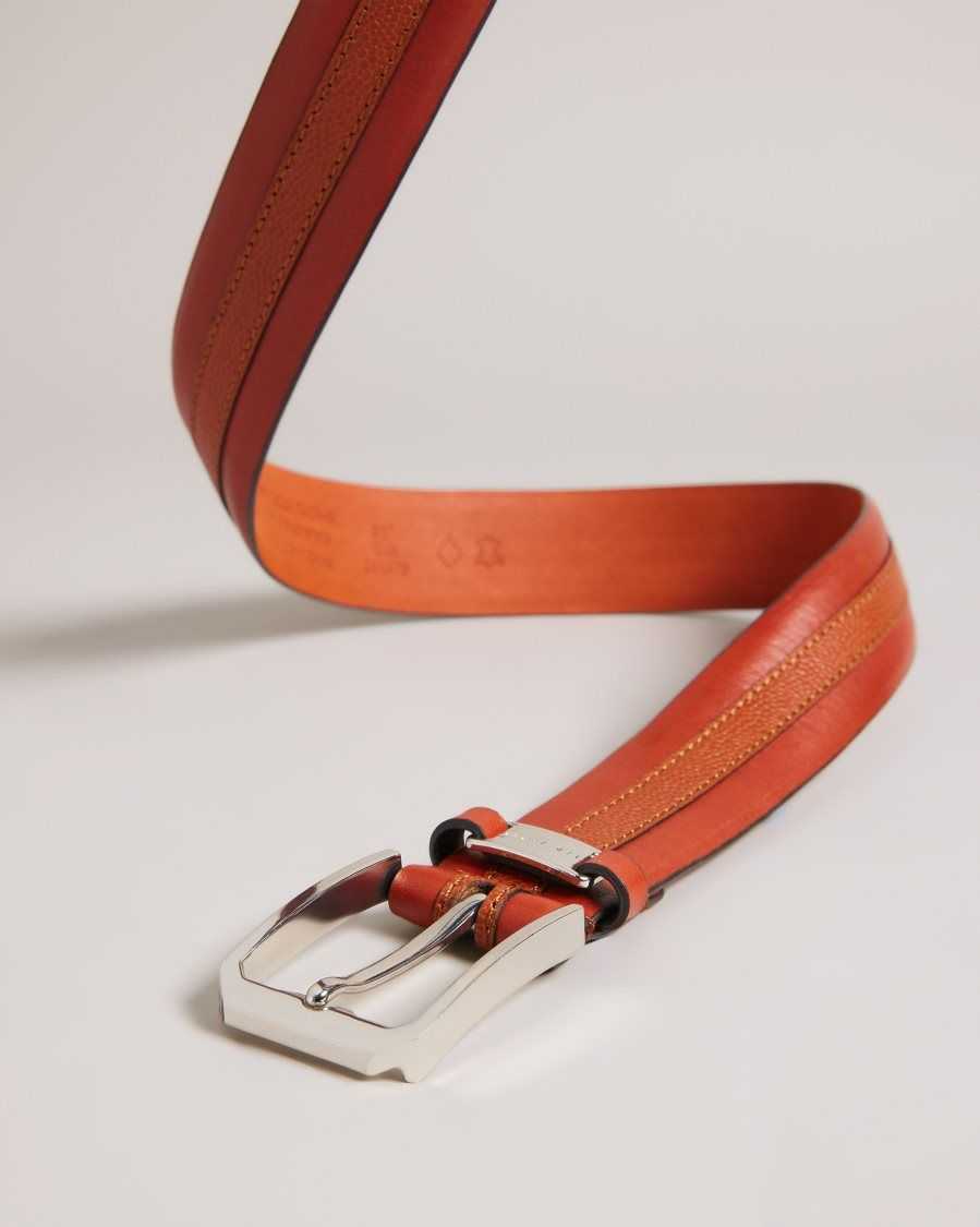 Ted Baker Siymon Mixed Texture Leather Belt Tan | 60719-QGDE