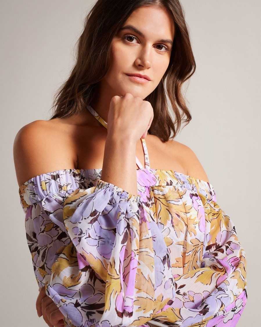 Ted Baker Siyona Off The Shoulder Cover Up White | 30689-PAHS