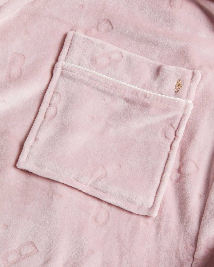 Ted Baker Slepsel Long Plush Hooded Dressing Gown Dusky Pink | 46709-KTBV