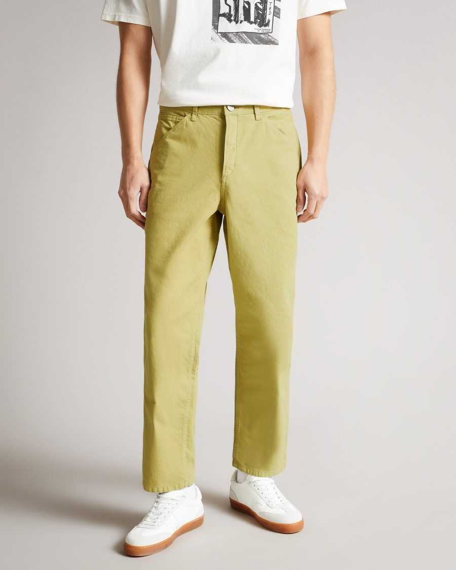 Ted Baker Snargg Wide Leg Five Pocket Chinos Khaki | 69714-HDIB