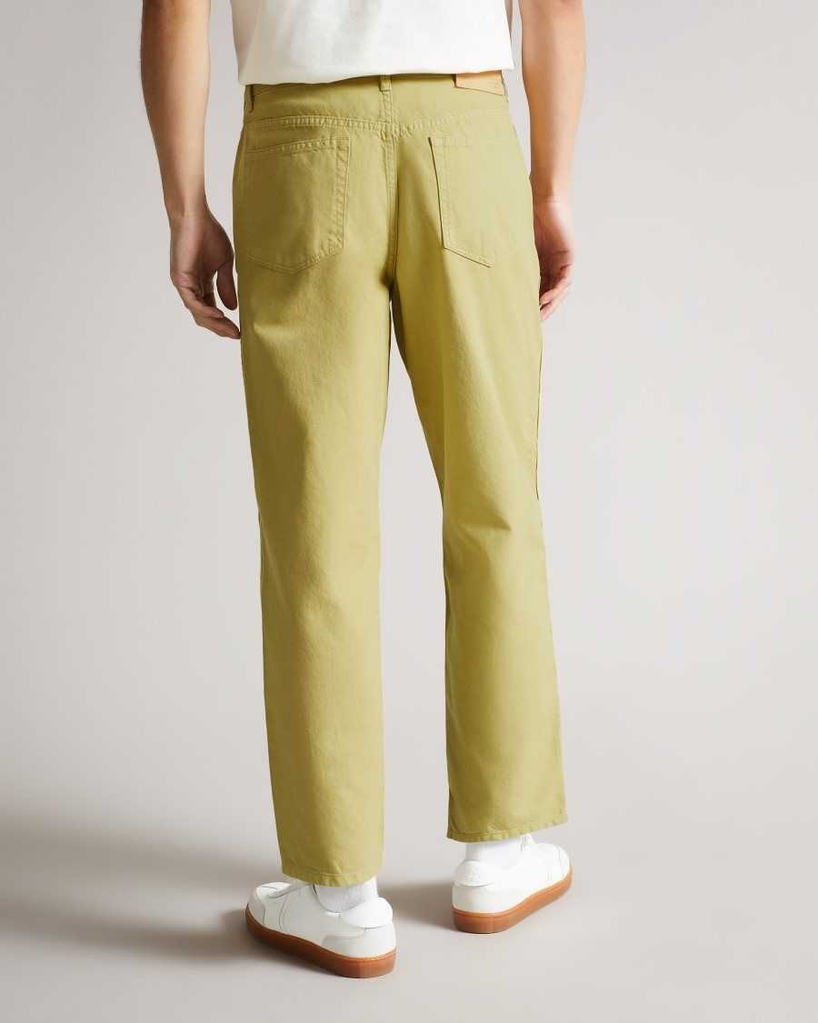 Ted Baker Snargg Wide Leg Five Pocket Chinos Khaki | 69714-HDIB