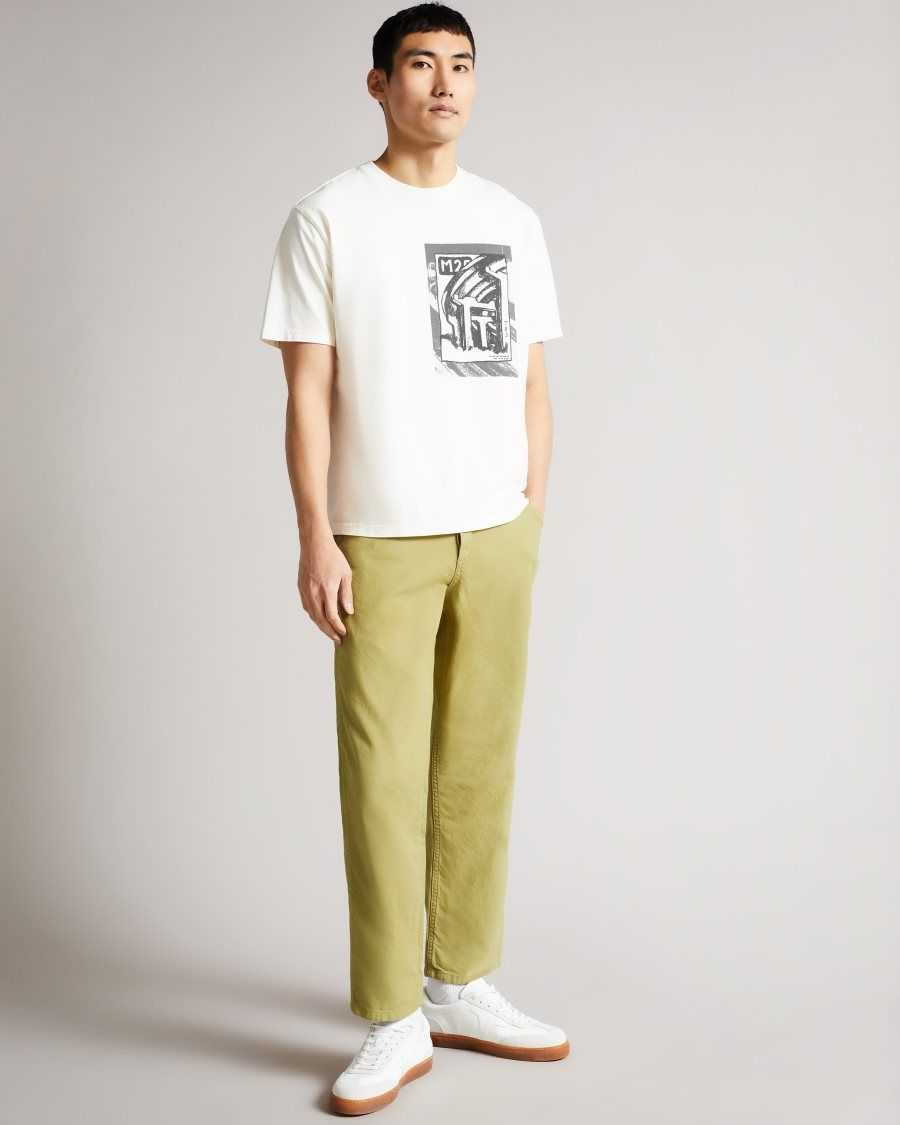 Ted Baker Snargg Wide Leg Five Pocket Chinos Khaki | 69714-HDIB