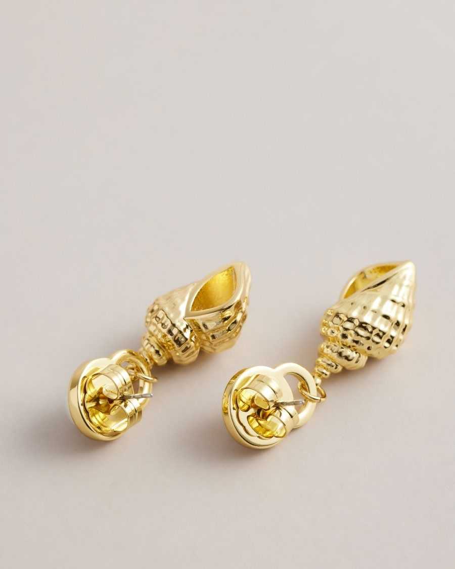 Ted Baker Solele Spiral Shell Drop Earrings Gold Colour | 89436-DTVK