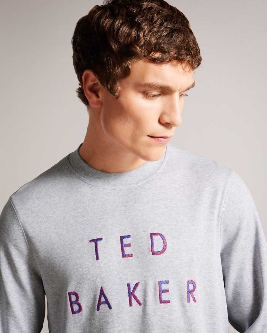 Ted Baker Sonics Long Sleeve Branded Jumper Grey-Marl | 89571-HKNM