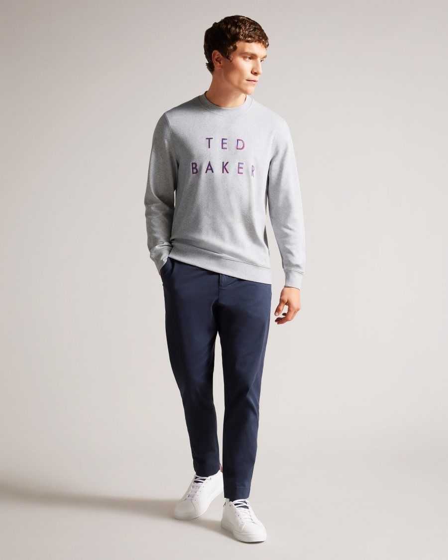 Ted Baker Sonics Long Sleeve Branded Jumper Grey-Marl | 89571-HKNM