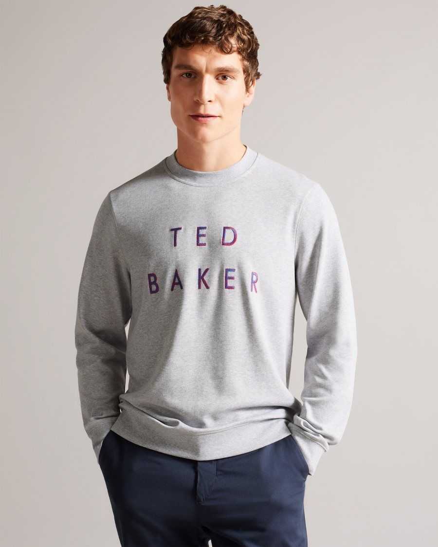 Ted Baker Sonics Long Sleeve Branded Jumper Grey-Marl | 89571-HKNM