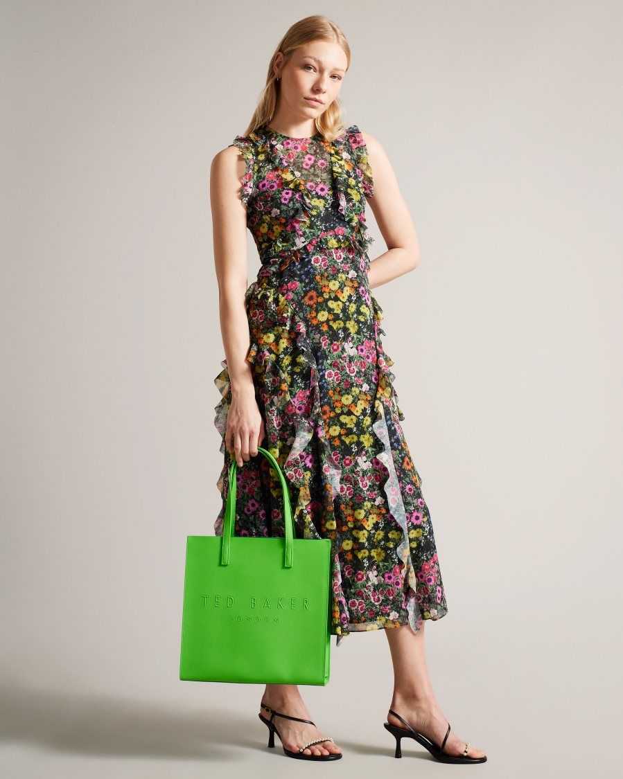 Ted Baker Soocon Large Crosshatch Icon Bag Green | 13296-DGLI