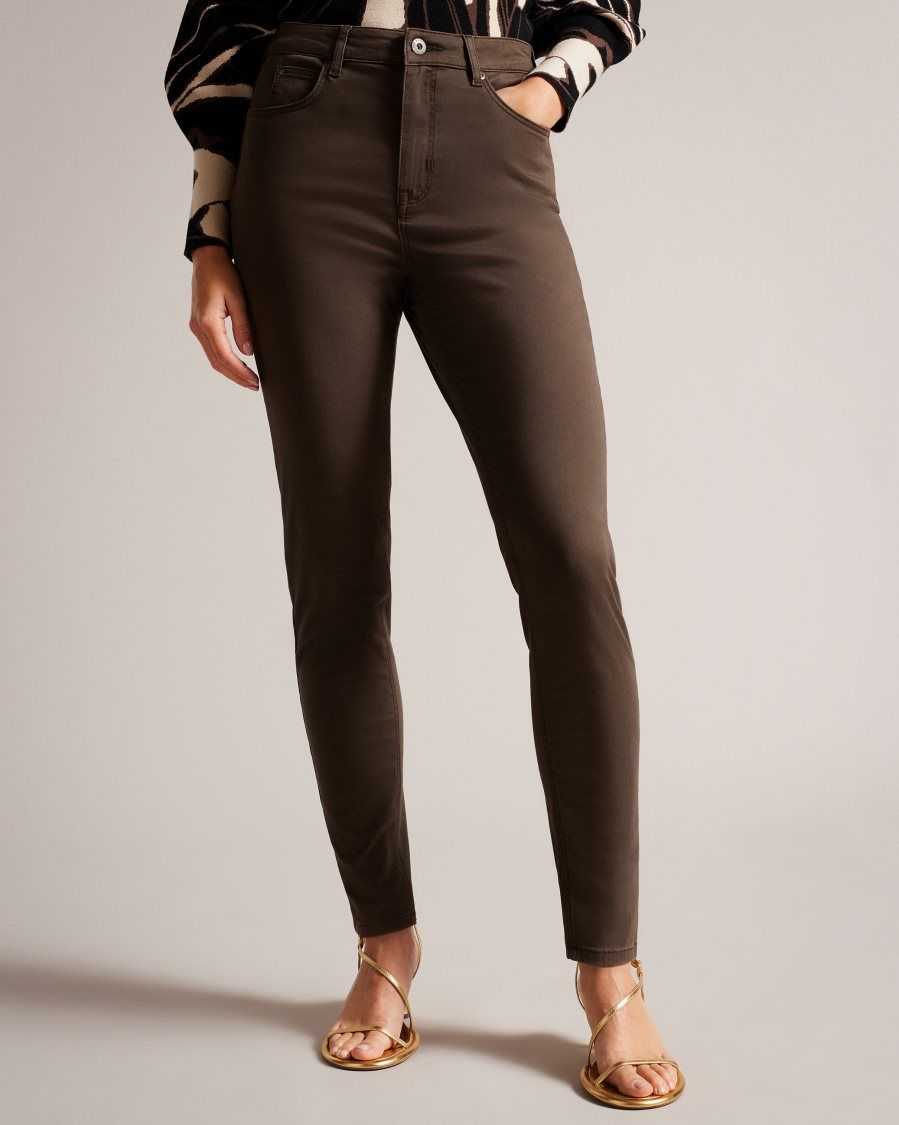 Ted Baker Sophaa Skinny Fit Sateen Jeans Dark Brown | 82615-QKLH