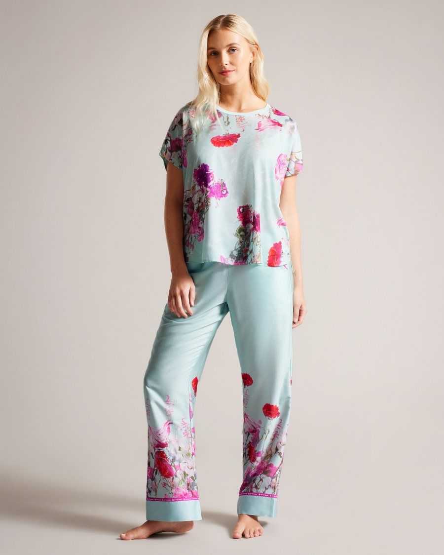 Ted Baker Sopiyaa Floral T-Shirt And Trousers Pyjama Set Green | 69312-TEBW