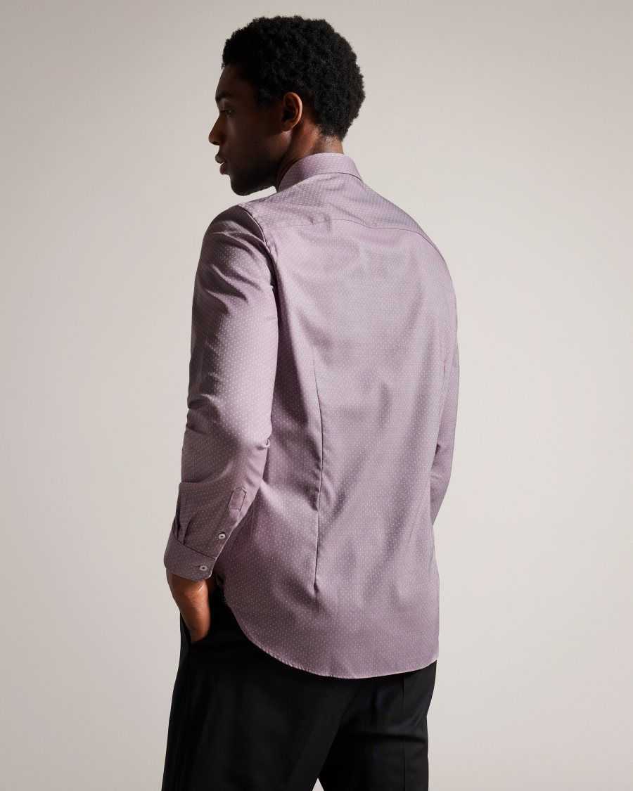 Ted Baker Sorelss Long Sleeve Textured Spot Shirt Pale Purplele | 32619-VMOS