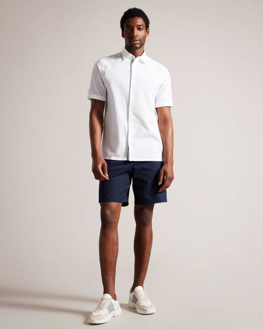 Ted Baker Stansho Short Sleeve Seersucker Shirt White | 41027-SALI