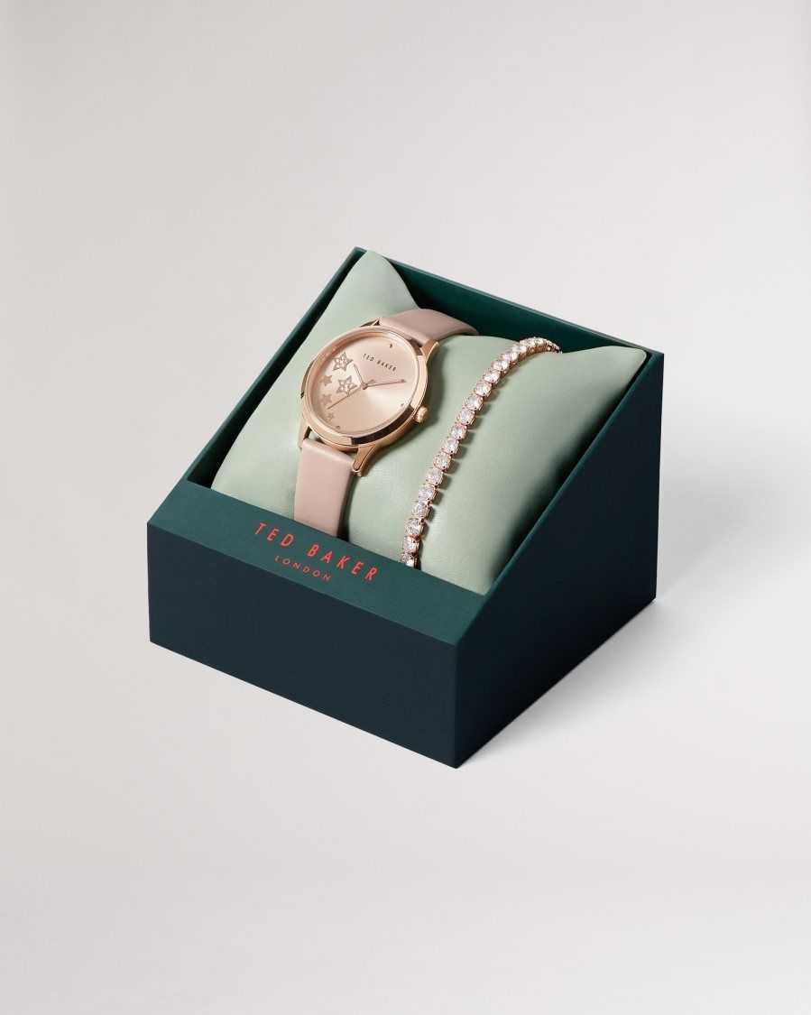 Ted Baker Starlim Star Watch And Bracelet Gift Set Pink | 72360-QNGF