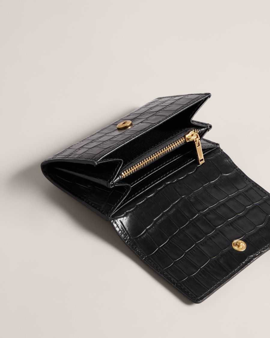 Ted Baker Sten Leather Imitation Croc Purse Black | 16592-SRYD