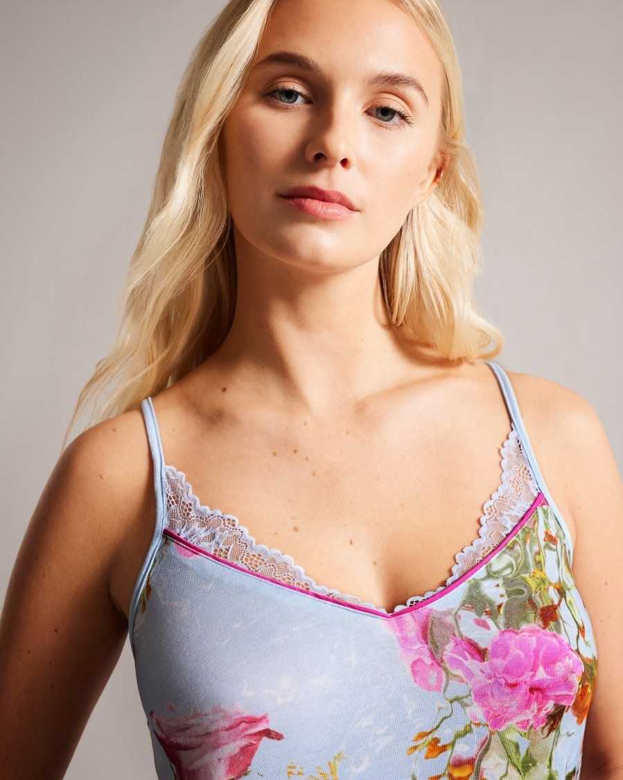 Ted Baker Stepfy Midi Floral Slip Blue | 19458-ISAW