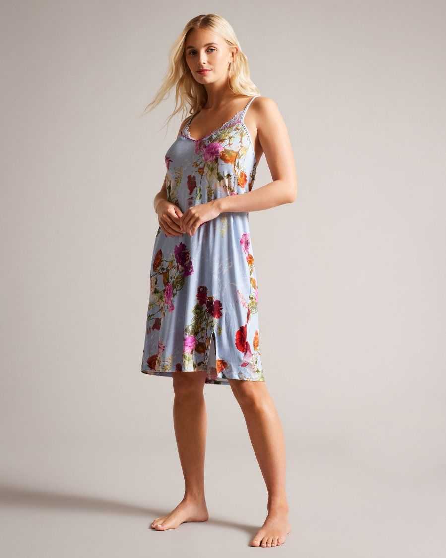 Ted Baker Stepfy Midi Floral Slip Blue | 19458-ISAW