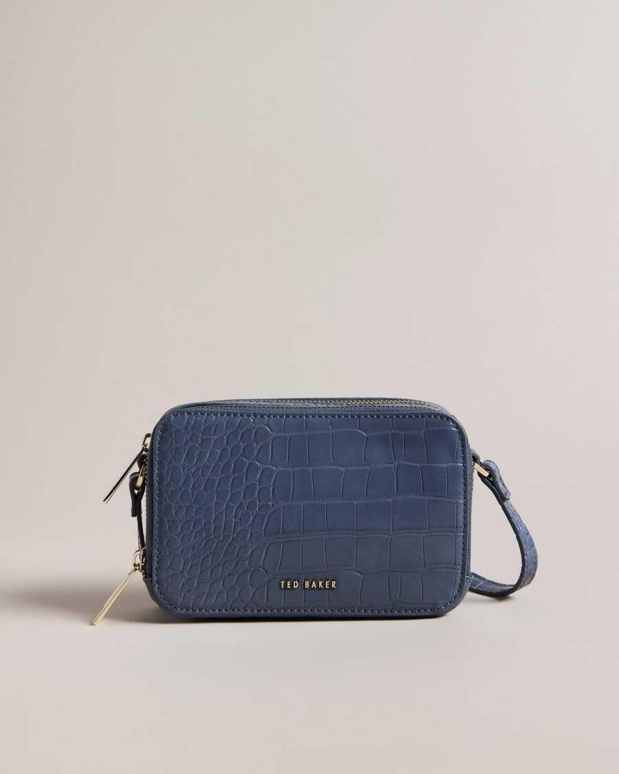 Ted Baker Stina Croc Effect Camera Bag Medium Blue | 36528-AZYB