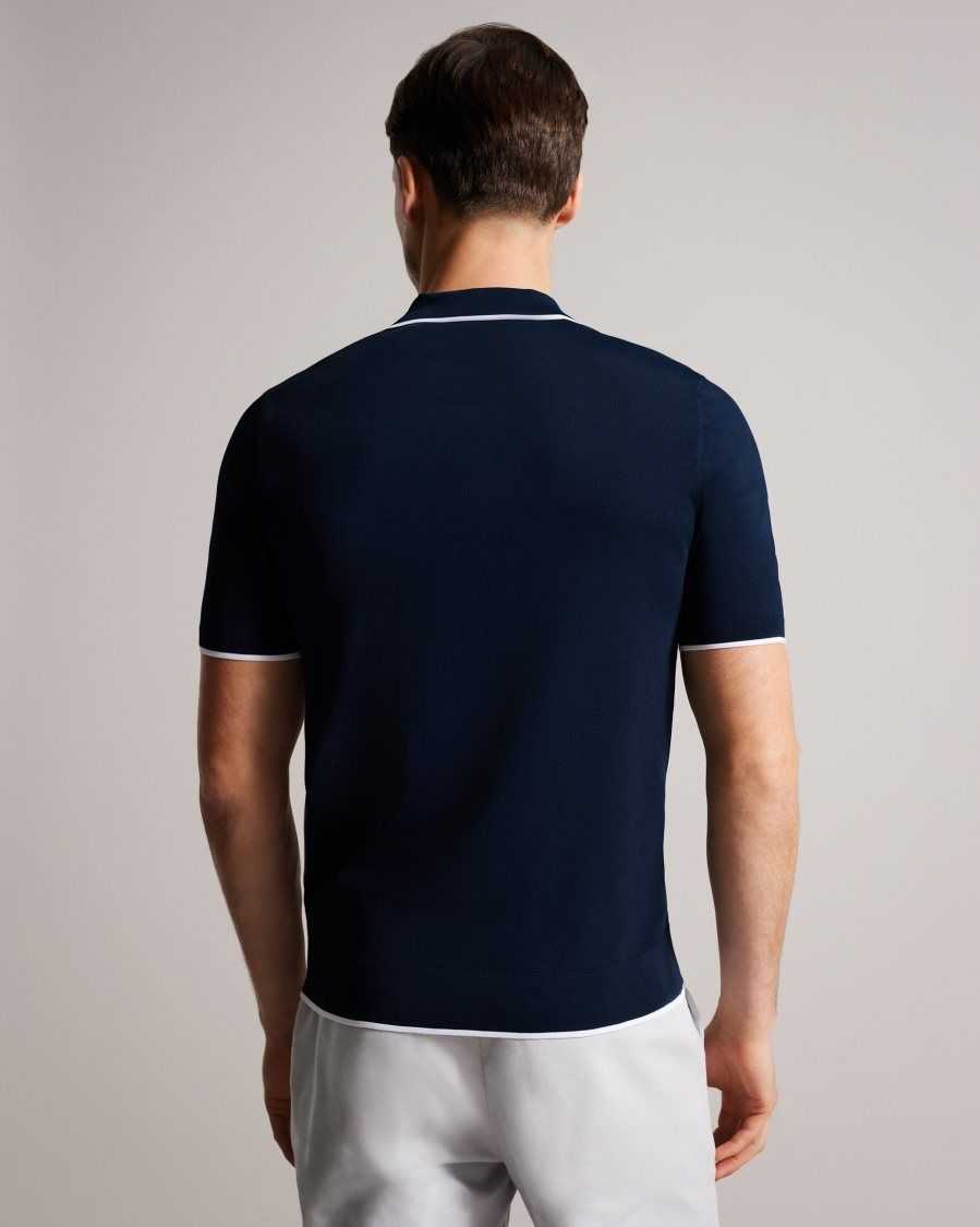 Ted Baker Stortfo Short Sleeve Rayon Polo Shirt Navy | 65201-SVEH