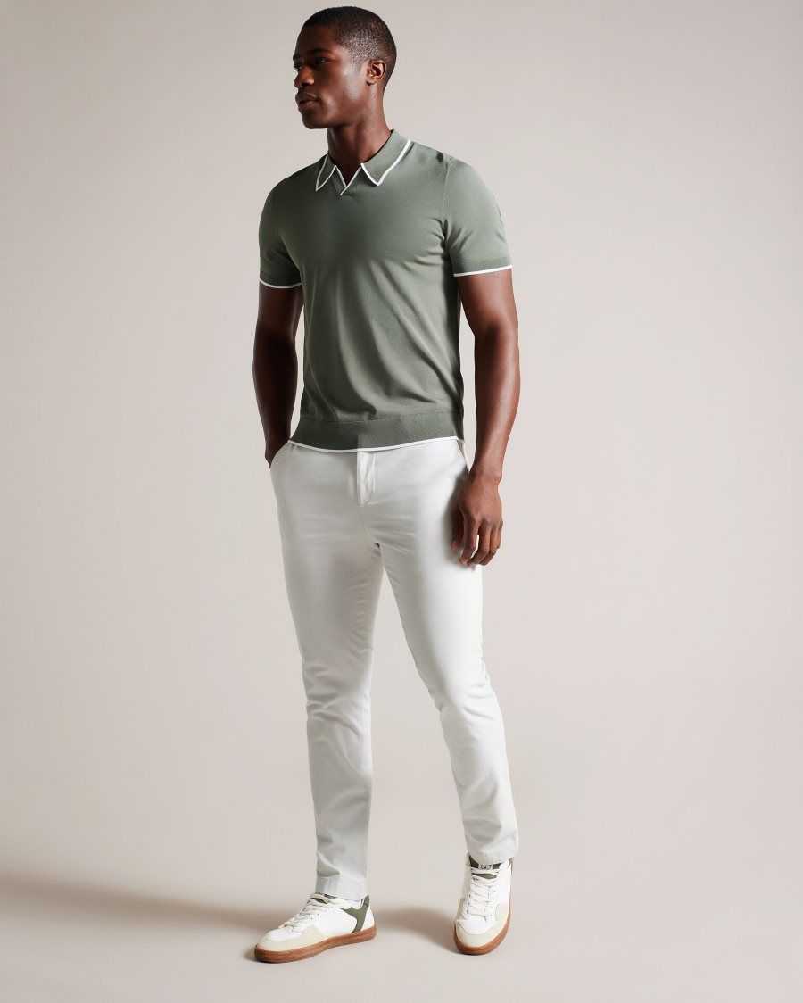 Ted Baker Stortfo Short Sleeve Rayon Polo Shirt Khaki | 86753-CZVK