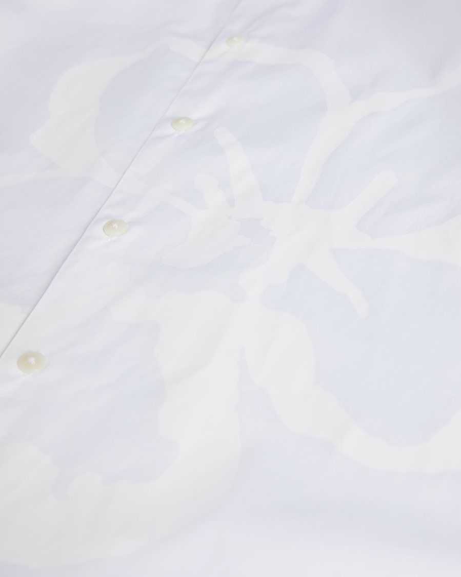 Ted Baker Strafod Long Sleeve Large Flower Placement Print Shirt White | 16945-NCGY