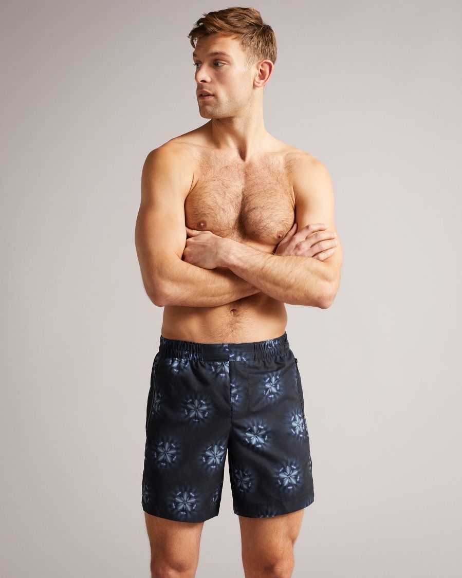 Ted Baker Strandd Circular Printed Swim Shorts Black | 67453-RSTV