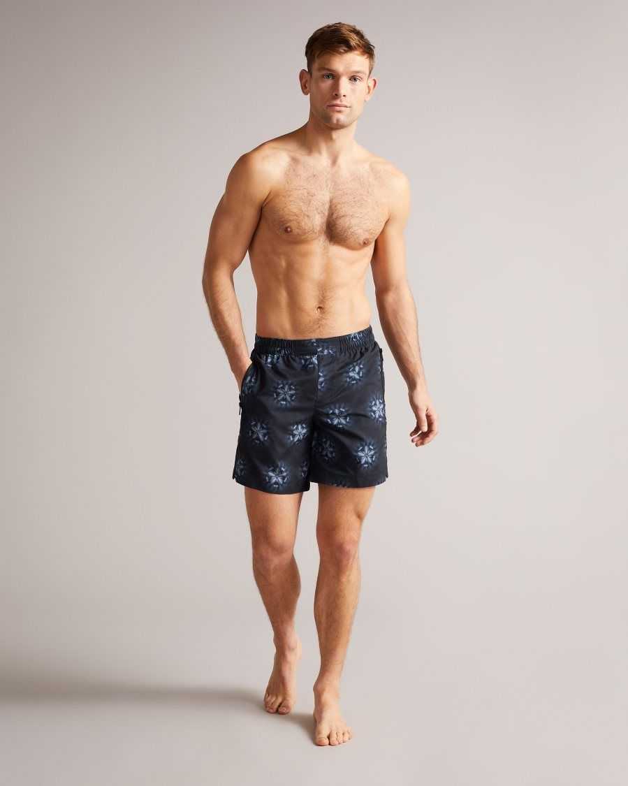 Ted Baker Strandd Circular Printed Swim Shorts Black | 67453-RSTV