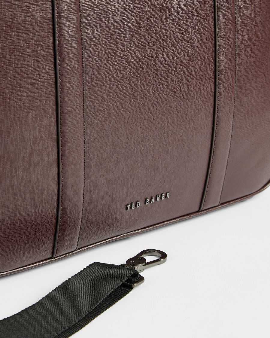 Ted Baker Strath Saffiano Leather Document Bag Oxblood | 56748-OWHX