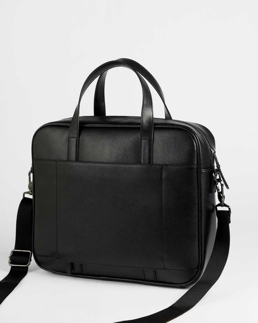 Ted Baker Strath Saffiano Leather Document Bag Black | 19253-FPUS