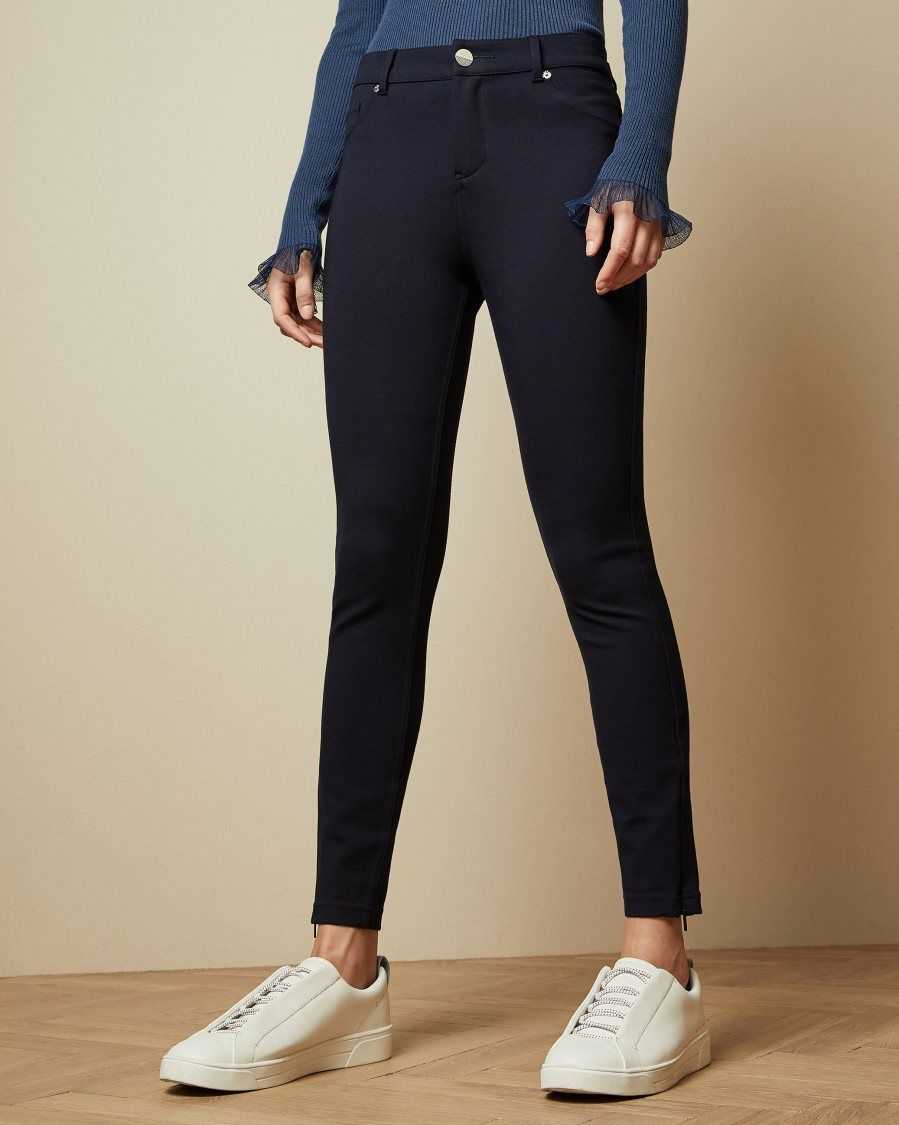 Ted Baker Strenti Skinny Zip Cuff Ponti Jeggings Dark Blue | 15246-GKZT