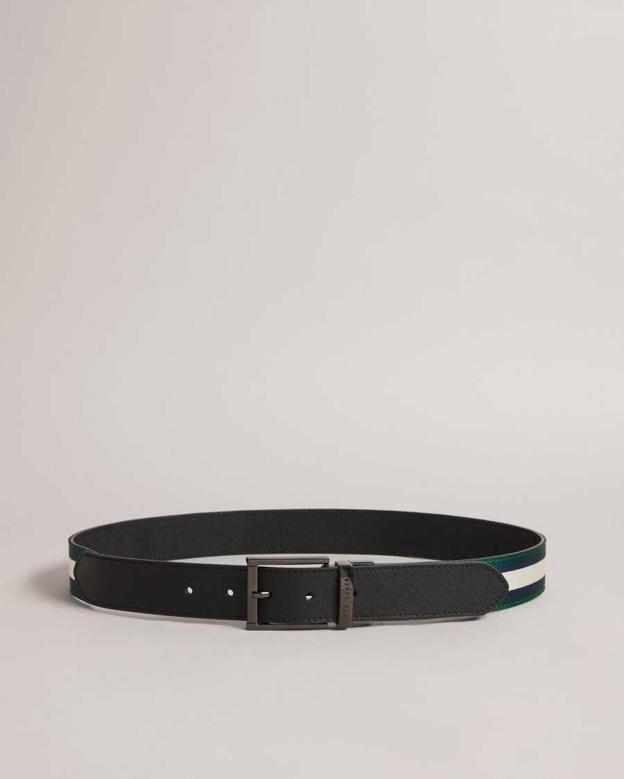 Ted Baker Strype Contrast Reversible Belt Black | 50182-FITE