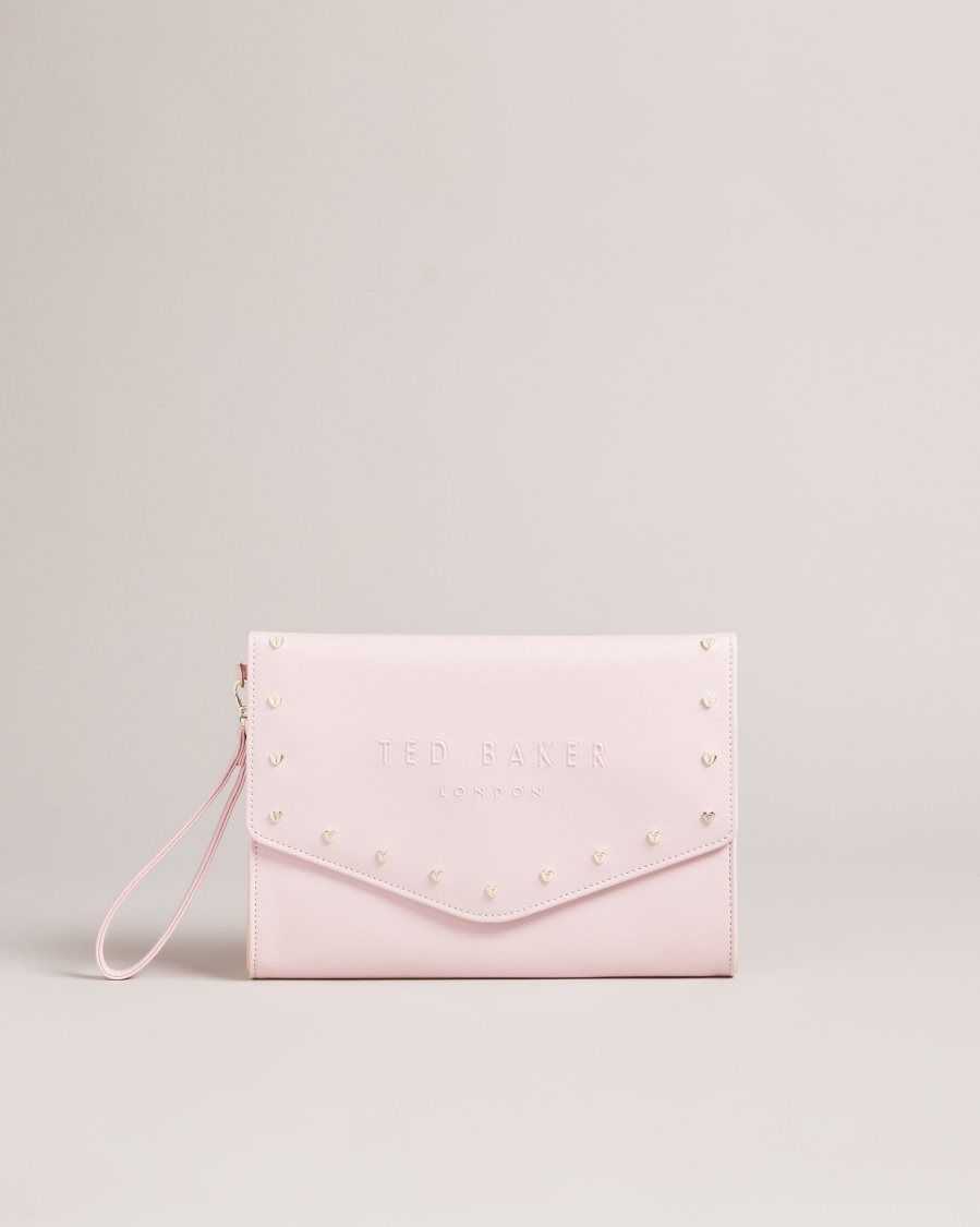 Ted Baker Studeli Studded Heart Clutch Pale Pink | 04351-LSVI