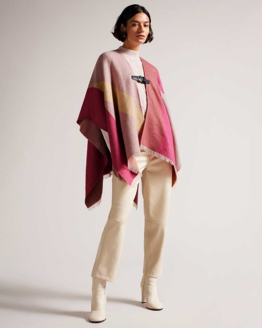 Ted Baker Suffia Buckle Poncho Pink | 73495-LEAG