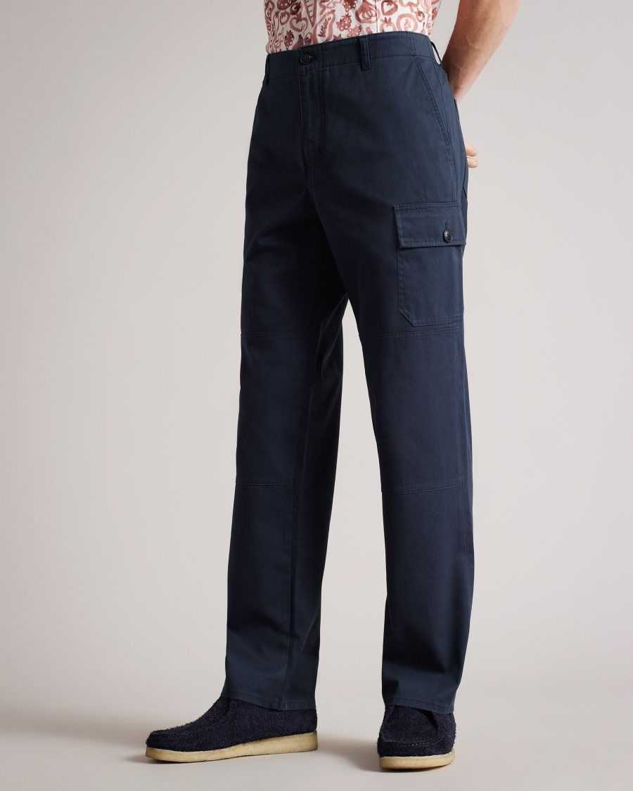 Ted Baker Tadlow Straight Fit Cargo Trousers Navy | 58067-MZJV