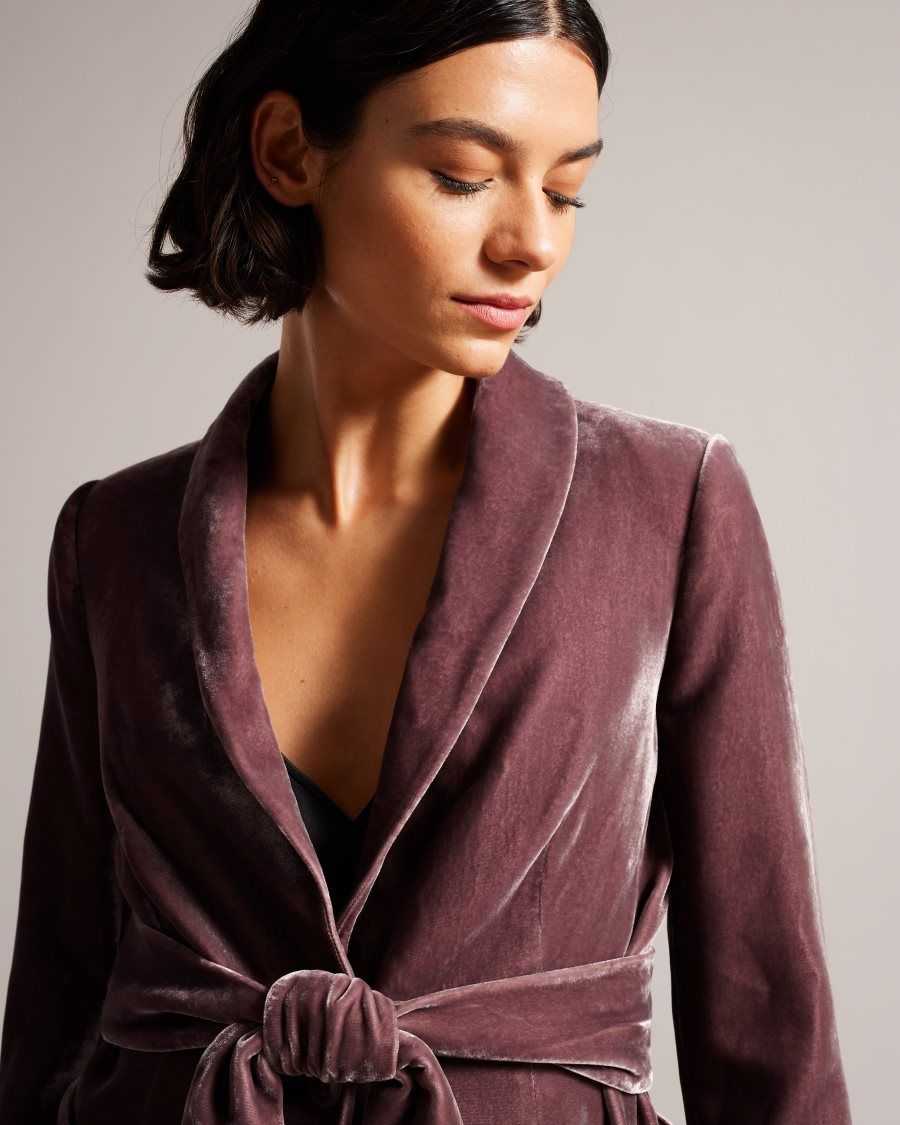 Ted Baker Tansya Velvet Shawl Collar Jacket Taupe | 51829-BFVI