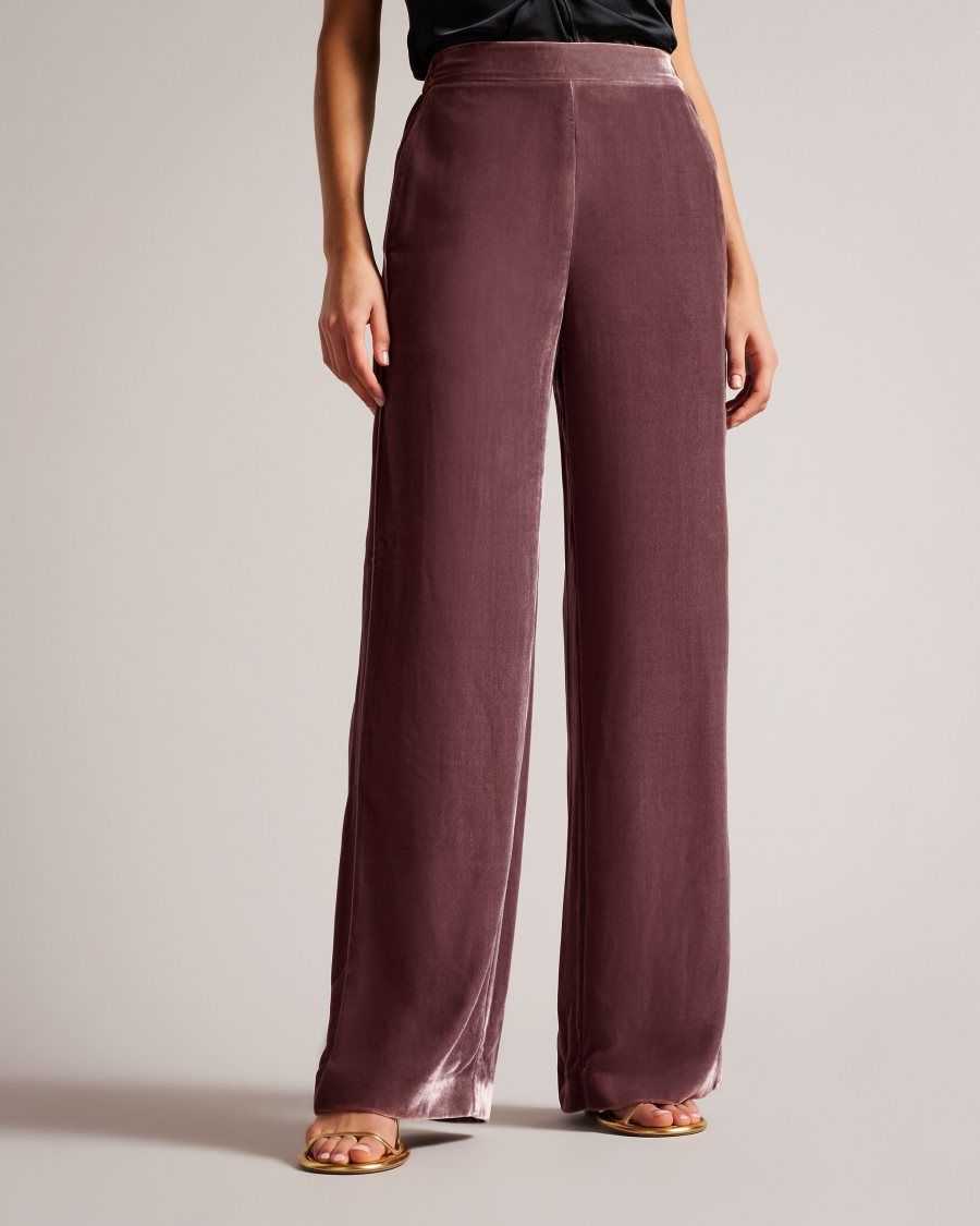 Ted Baker Tansyat Velvet Wide Leg Trousers Taupe | 47231-FOKI