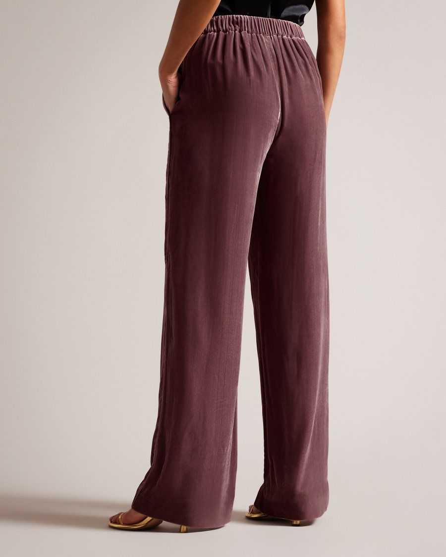 Ted Baker Tansyat Velvet Wide Leg Trousers Taupe | 47231-FOKI