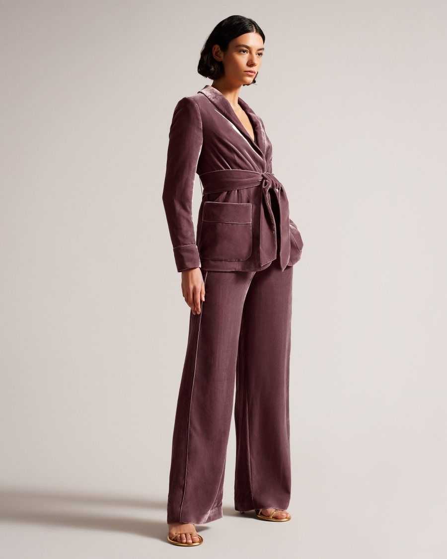 Ted Baker Tansyat Velvet Wide Leg Trousers Taupe | 47231-FOKI