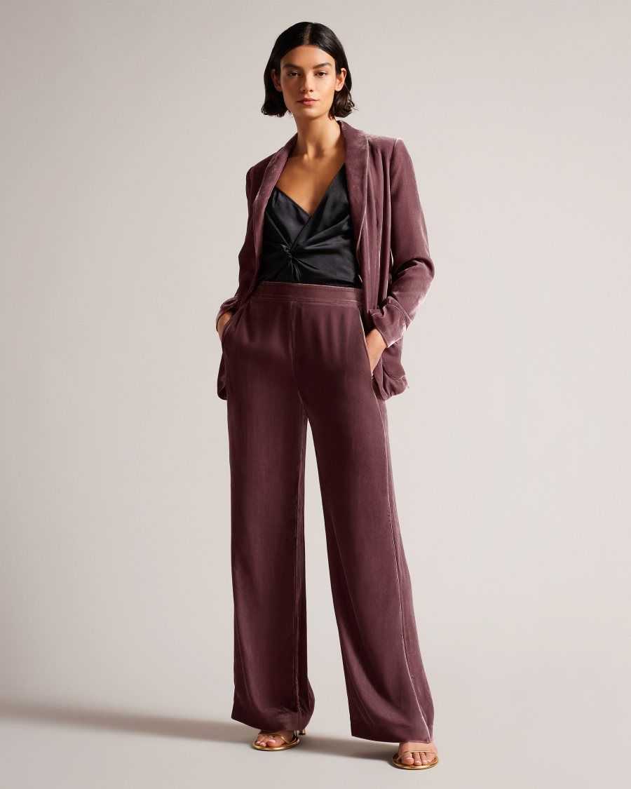 Ted Baker Tansyat Velvet Wide Leg Trousers Taupe | 47231-FOKI