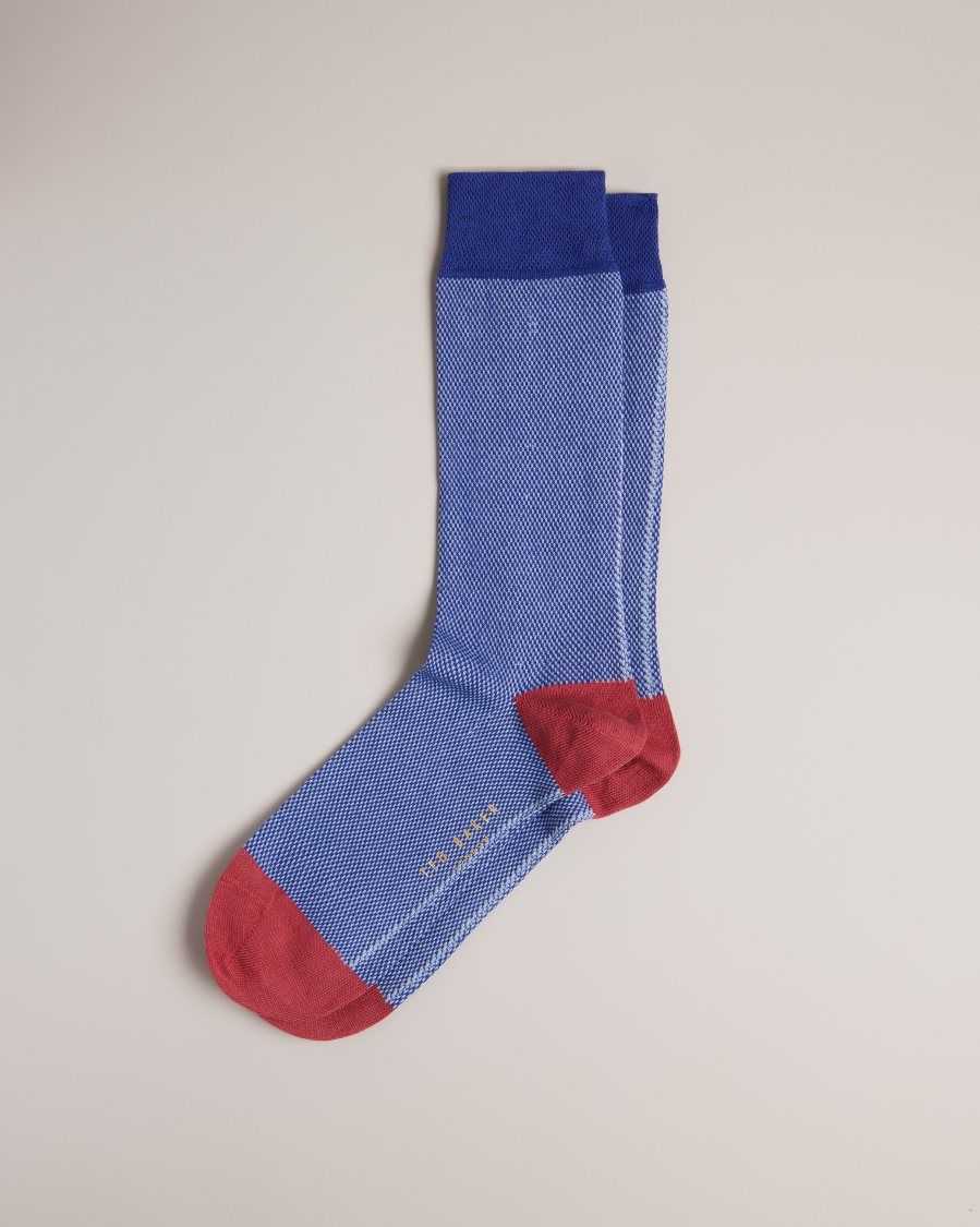 Ted Baker Tedtext Semi Plain Socks Blue | 58792-KOBR