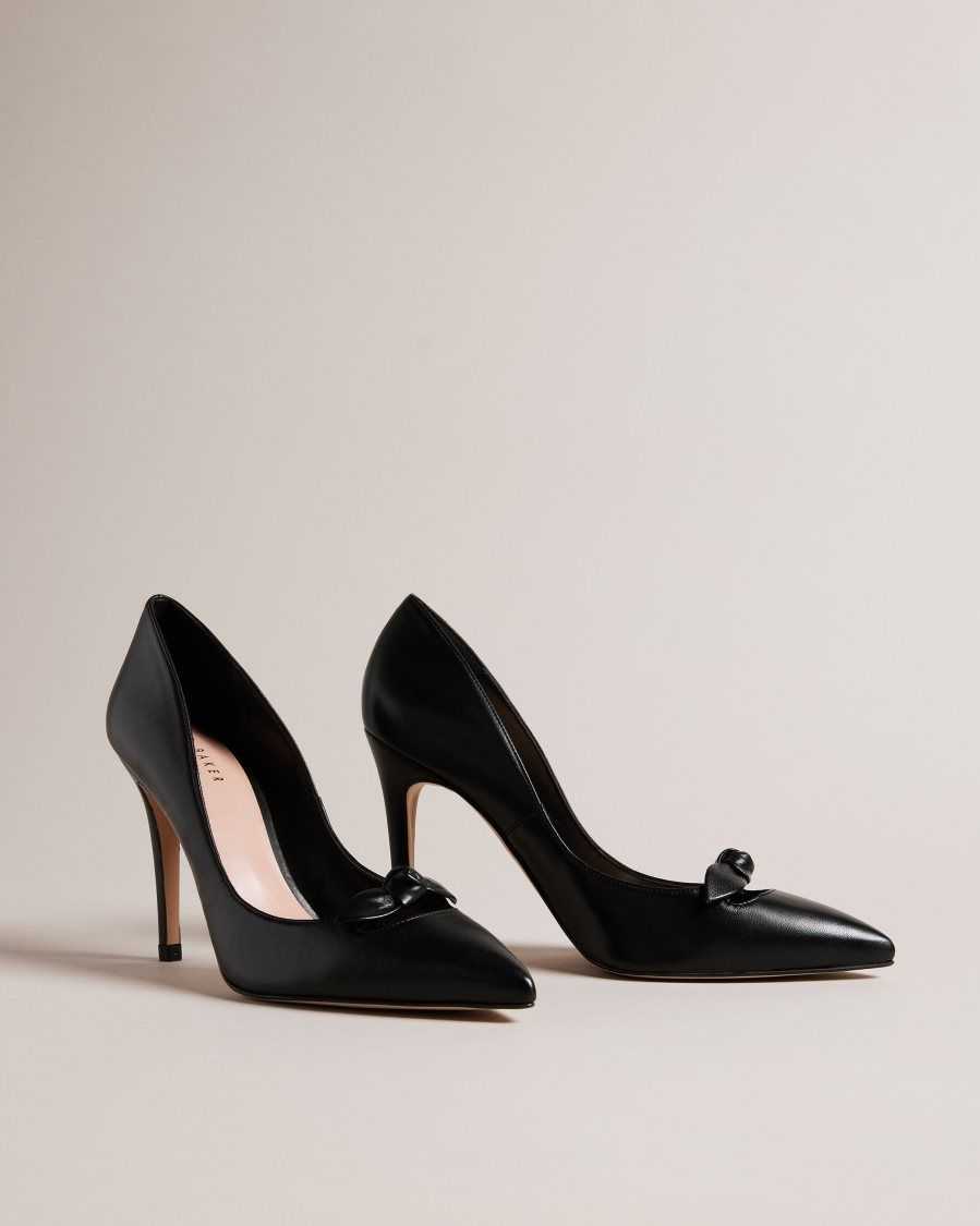 Ted Baker Teliah Leather Bow Embellished Court Heels Black | 31906-BSWX