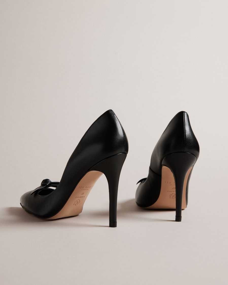 Ted Baker Teliah Leather Bow Embellished Court Heels Black | 31906-BSWX