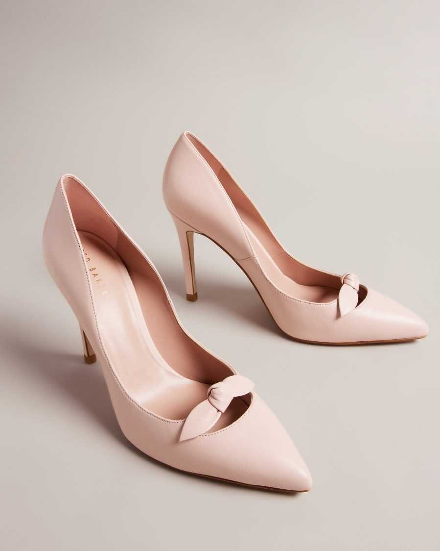 Ted Baker Teliah Leather Bow Embellished Court Heels Dusky Pink | 05374-AEJS