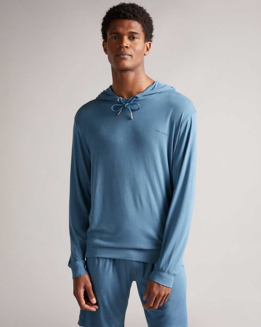 Ted Baker Ternn Solid Modal Hoodie Blue | 28103-VJGE