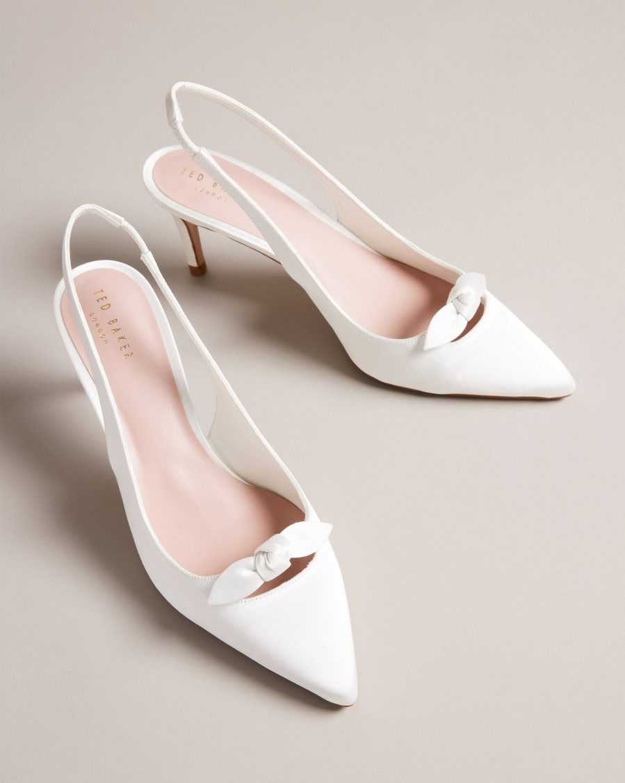 Ted Baker Tezzi Satin Bow Court Heels Ivory | 25046-XYPV