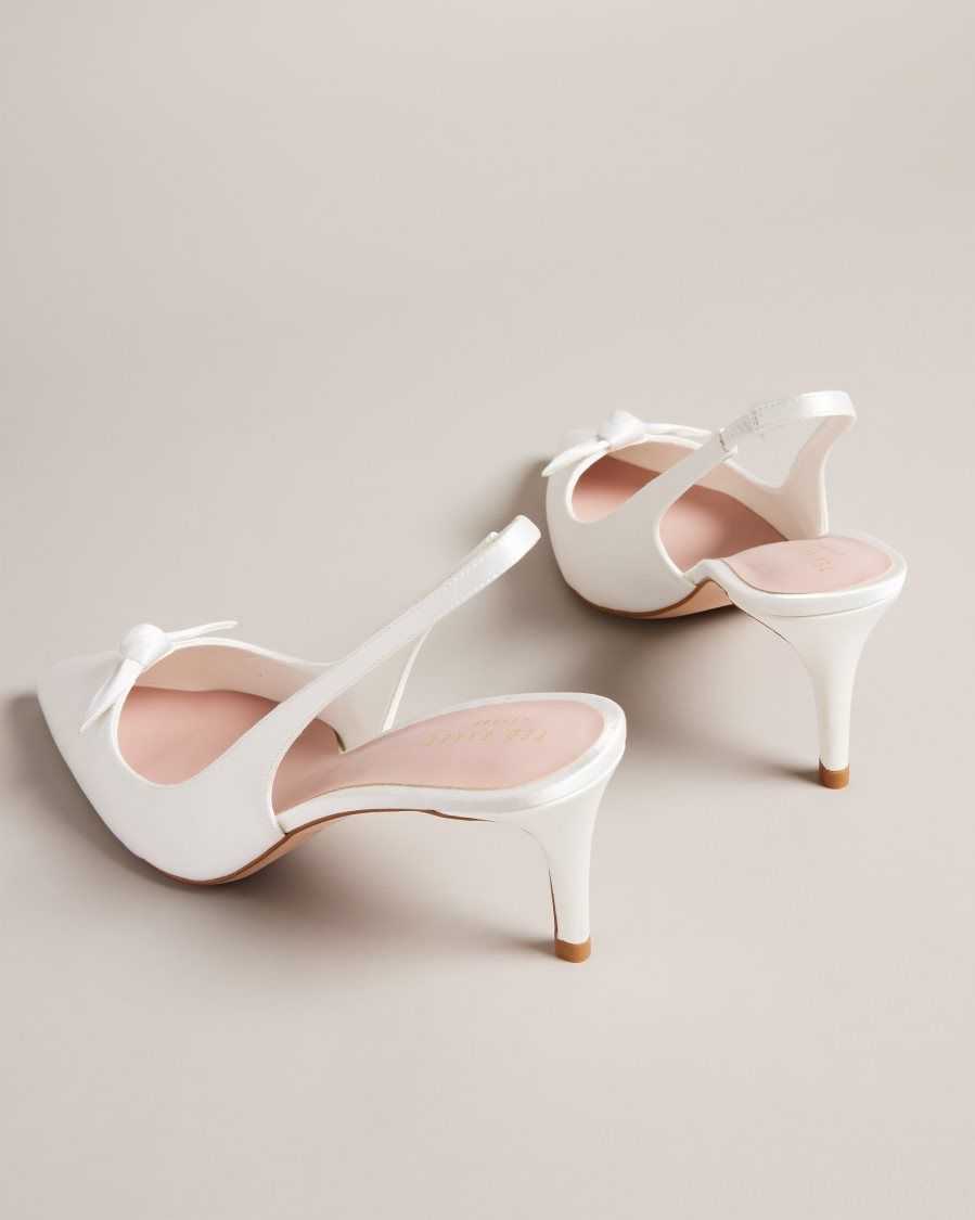 Ted Baker Tezzi Satin Bow Court Heels Ivory | 25046-XYPV