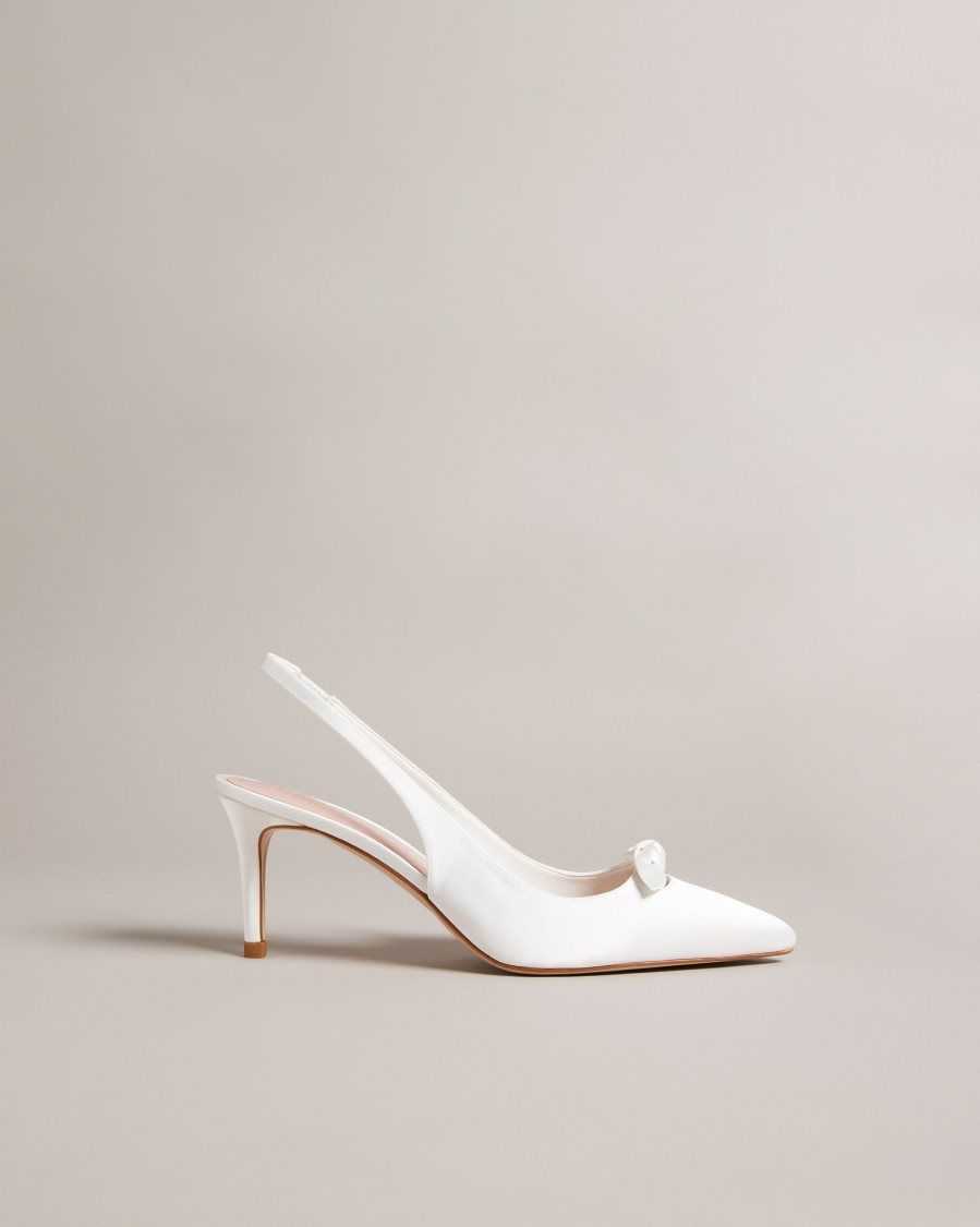 Ted Baker Tezzi Satin Bow Court Heels Ivory | 25046-XYPV