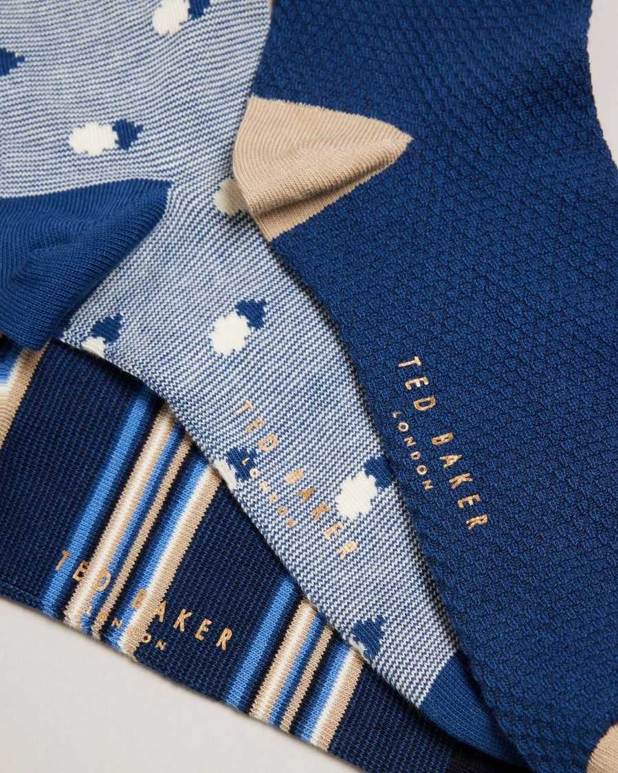 Ted Baker Thanks Three Pack Of Assorted Socks Assorted | 09341-IXFE